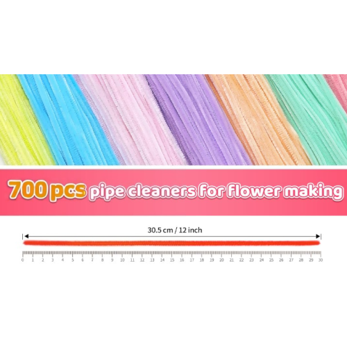 Pipe Cleaners,700pcs in 7 Colors, Chenille Stems for Art and Craft Projects, Flower DIY Decorations