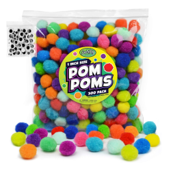 [300 Pcs] 250 1 Inch Pom Poms &amp; 50 Googly Eyes - Craft Pom Pom Balls - Pompoms for Crafts - Pom Pom for Crafts in Bright &amp; Bold Assorted Colors - Large Pom Poms Arts and Crafts