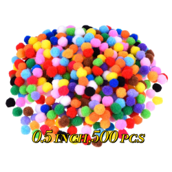 500 Pcs 0.5 Inch Polypropylene Pompoms for Craft Making, Small Pom Poms Balls Art and Craft DIY Decorations(Multicolor)