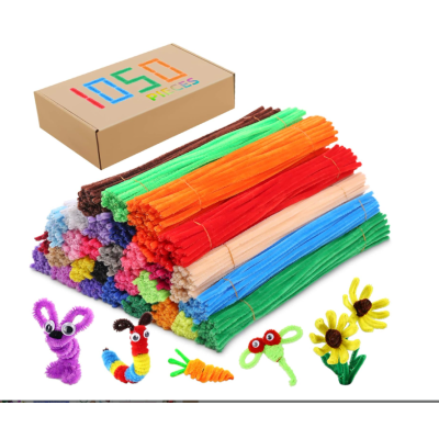 Pipe Cleaners Chenille Stems 1050 Pieces 30 Assorted Colors for Craft Arts Creative DIY Projects Decorations, 6mm x 12inch Fuzzy Colored Chenille Stem Sticks Set Craft Supplies for Kids and Adults