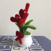 2 PCS * Handmade Pipe Cleaner Red Love Heart Green Leaves with Flowers Potted Plant Artificial Simulation Flowers Indoor Home Desktop Party Wedding Decor