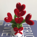 2 PCS * Handmade Pipe Cleaner Red Love Heart Green Leaves with Flowers Potted Plant Artificial Simulation Flowers Indoor Home Desktop Party Wedding Decor