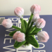2 PCS * Handmade Pipe Cleaner White &amp; Pink Flower Buds Green Leaves with Flowers Potted Plant Artificial Simulation Flowers Indoor Home Desktop Party Wedding Decor