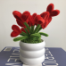 Handmade Pipe Cleaner Red Love Hearts Green Leaves with Flowers Potted Plant Artificial Simulation Flowers Indoor Home Desktop Party Wedding Decor