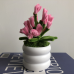 Handmade Pipe Cleaner Pink Love Hearts Green Leaves with Flowers Potted Plant Artificial Simulation Flowers Indoor Home Desktop Party Wedding Decor