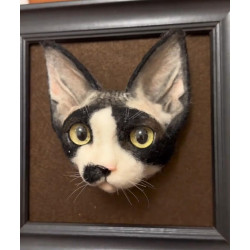 Head Pet Portraits Handmade 3D Dogs Wool Needle Felt Portraits with Wooden Frame | PetsMatter Solid&amp;Bicolor