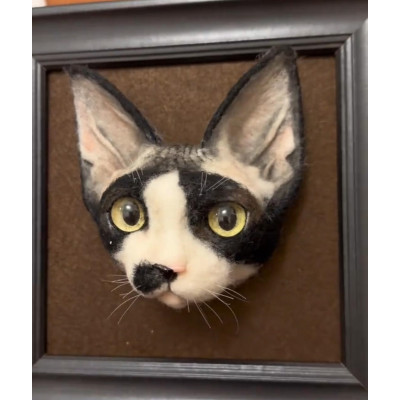 Head Pet Portraits Handmade 3D Dogs Wool Needle Felt Portraits with Wooden Frame | PetsMatter Solid&amp;Bicolor