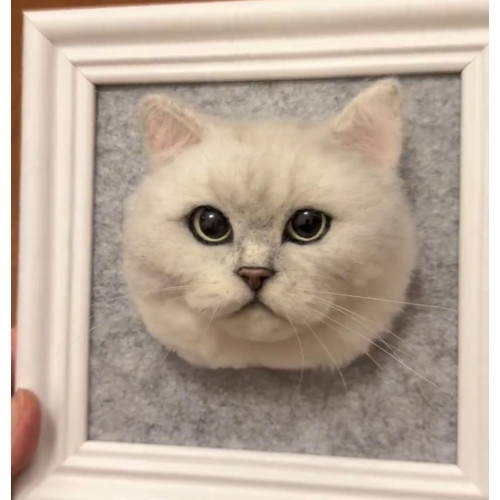 Head Pet Portraits Handmade 3D Dogs Wool Needle Felt Portraits with Wooden Frame | PetsMatter Solid&amp;Bicolor